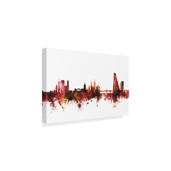 Michael Tompsett 'Basel Switzerland Skyline Red' Canvas Art,22x32